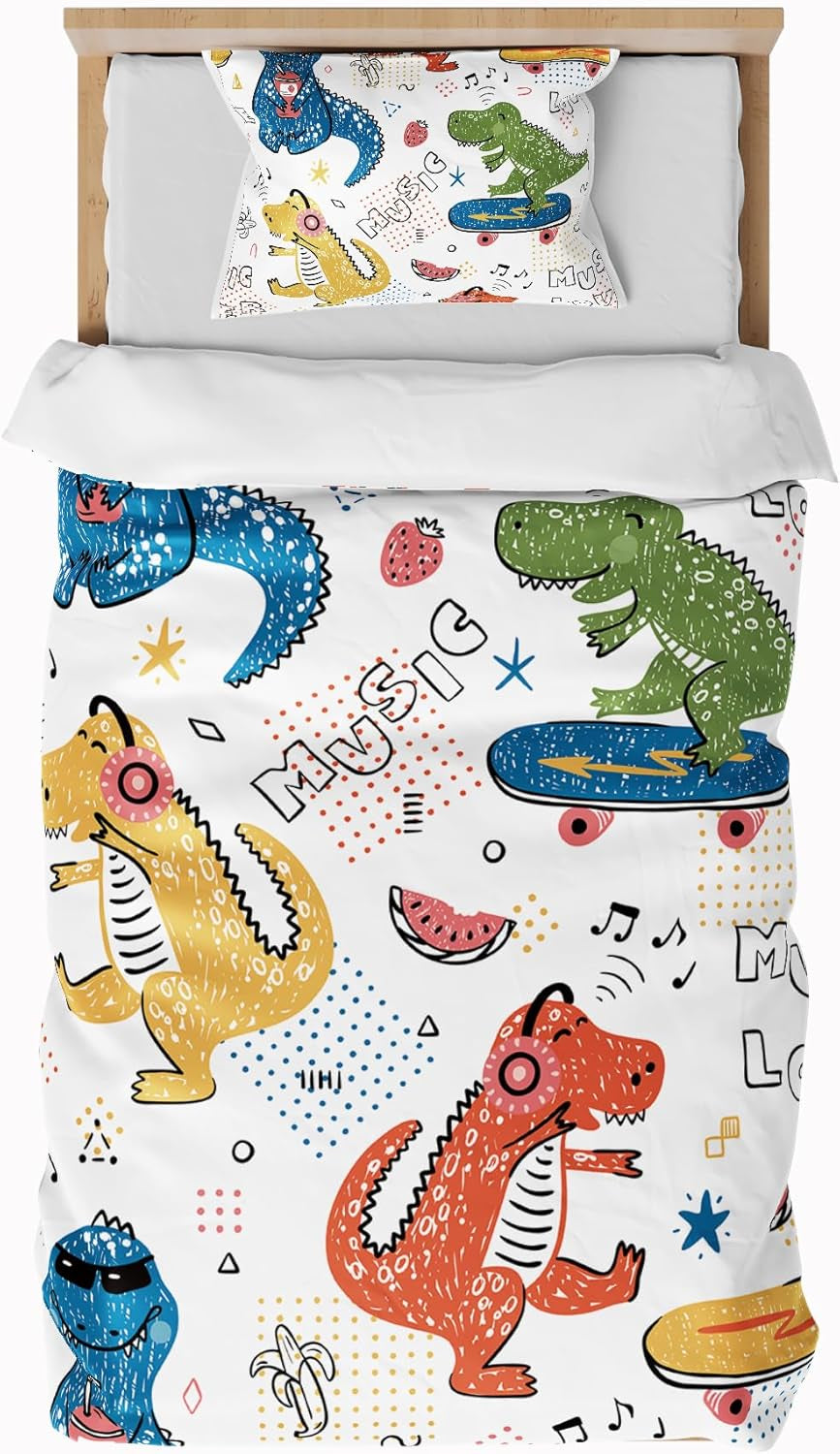 Pościel dziecięca, chłopięca, różne modele, zapinana na zamek, mikrofibra poliester Pościel - dziecięca Naty Shop Dinozaury 135X200 Cm + 80X80 Cm