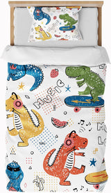 Pościel dziecięca, chłopięca, różne modele, zapinana na zamek, mikrofibra poliester Pościel - dziecięca Naty Shop Dinozaury 135X200 Cm + 80X80 Cm