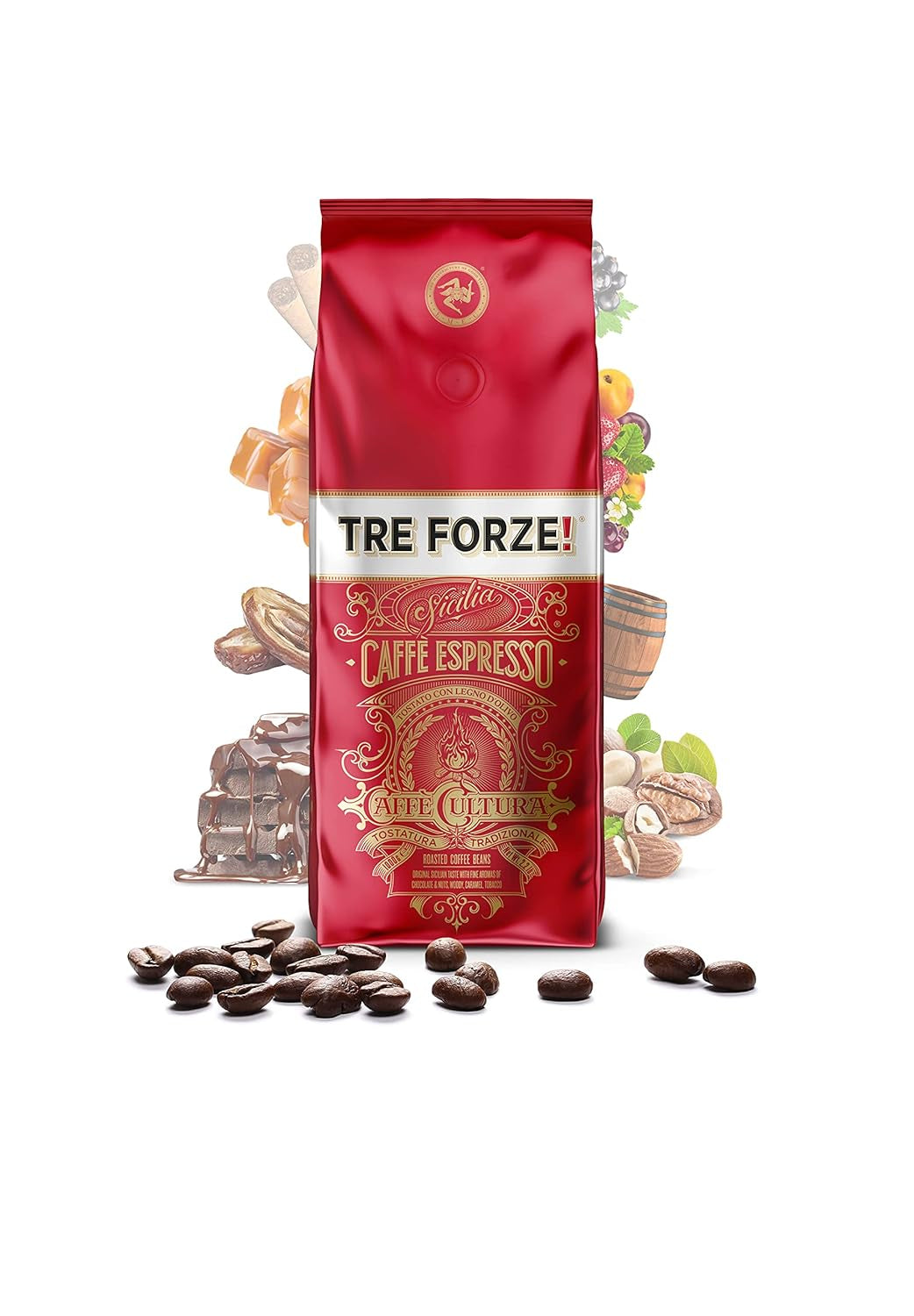 Espresso Caffè - Ziarna espresso - Palone tradycyjnie na ogniu z drewna oliwnego, ręcznie robione na Sycylii - Kawa ziarnista premium 250g do w pełni automatycznych ekspresów do kawy i ekspresów z kolbą