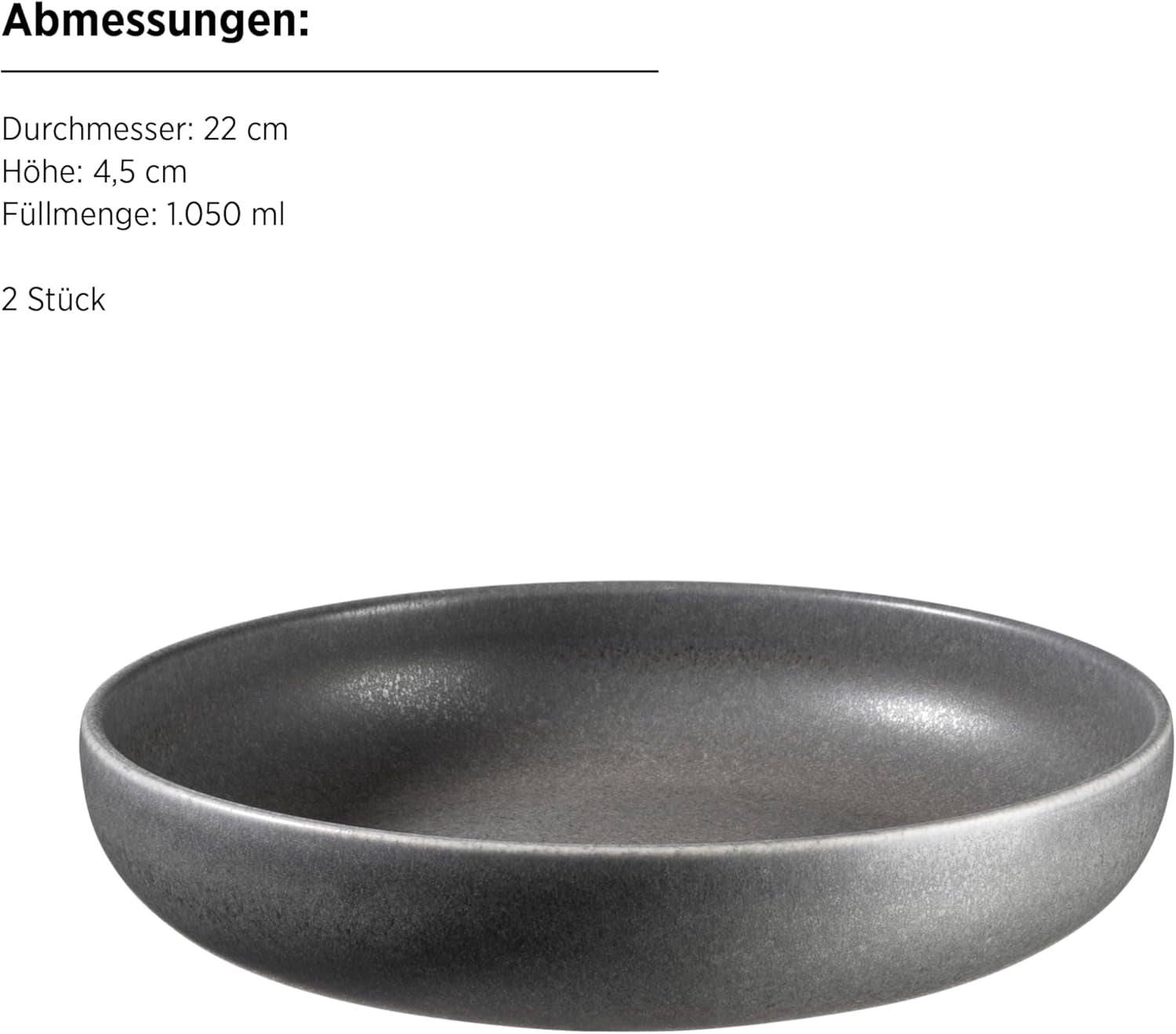 Seria MĘSER Unico, Zestaw zastawy stołowej dla 2 osób, Ponadczasowy, Elegancki, 8-częściowy ceramiczny serwis stołowy, Kamionka, Antracyt