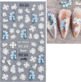 JMEOWIO 3D Nagelsticker Blume Frühlings Nail Art Naklejka Selbstklebend Nagelaufkleber 5D Stereoskopisch Sommer Bunter Blumen Dekoration Nageldesign Zubehör 4 Blatt