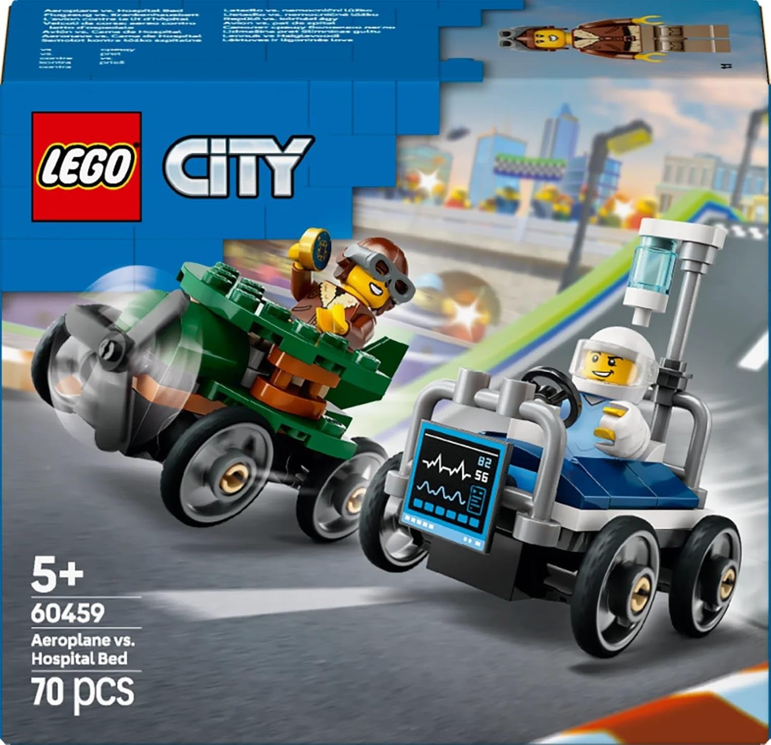 Samolot LEGO City kontra samolot Zestaw samochodu wyścigowego na łóżku szpitalnym - Mydelniczka dla chłopców i dziewcząt od 5 lat - Zestaw do budowania z 2 minifigurkami - Prezent urodzinowy i świąteczny 60459 Zestawy do budowania Besuche den LEGO-Store