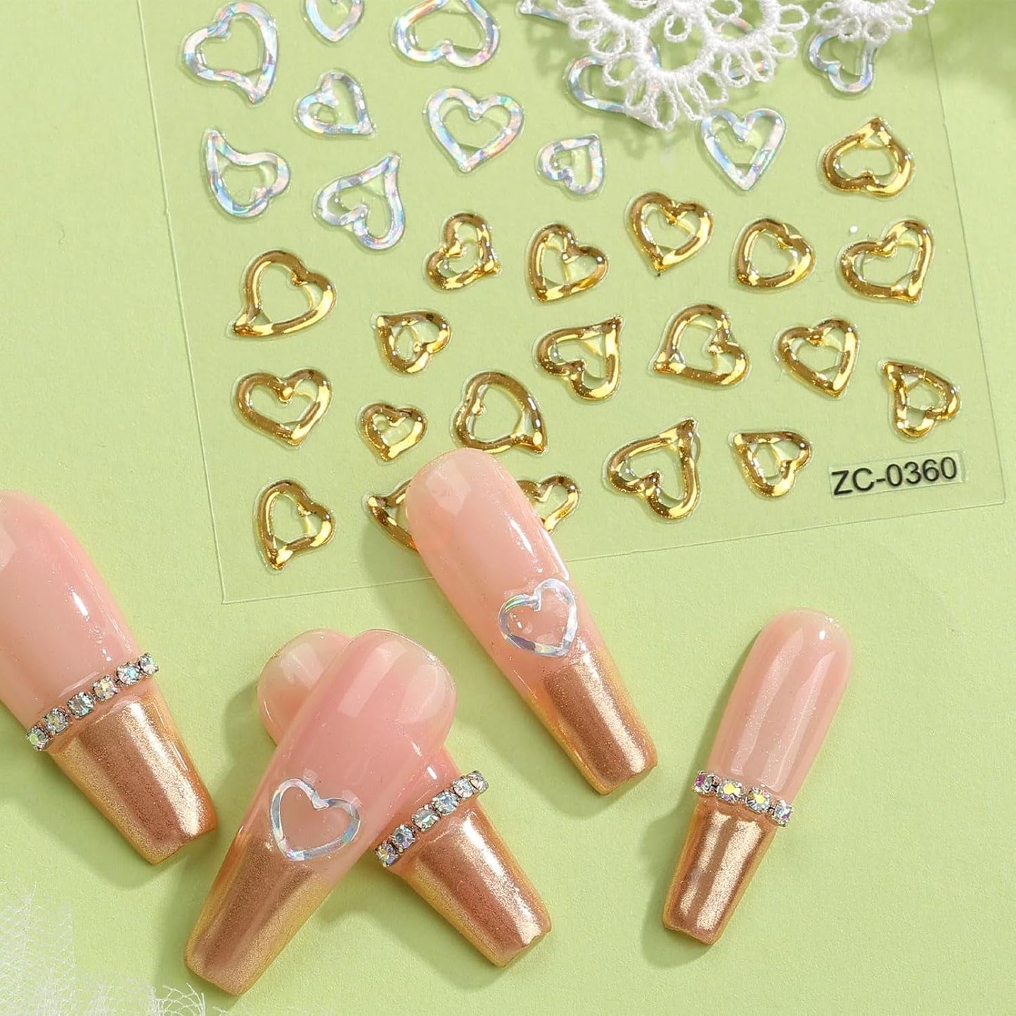 JMEOWIO 6 Blatt 3D Nagelsticker Goldene Unregelmäßige Geometrysche Nail Art Naklejka Selbstklebend Nagelaufkleber 5D Stereoskopisch Dekoration Nageldesign Zubehör