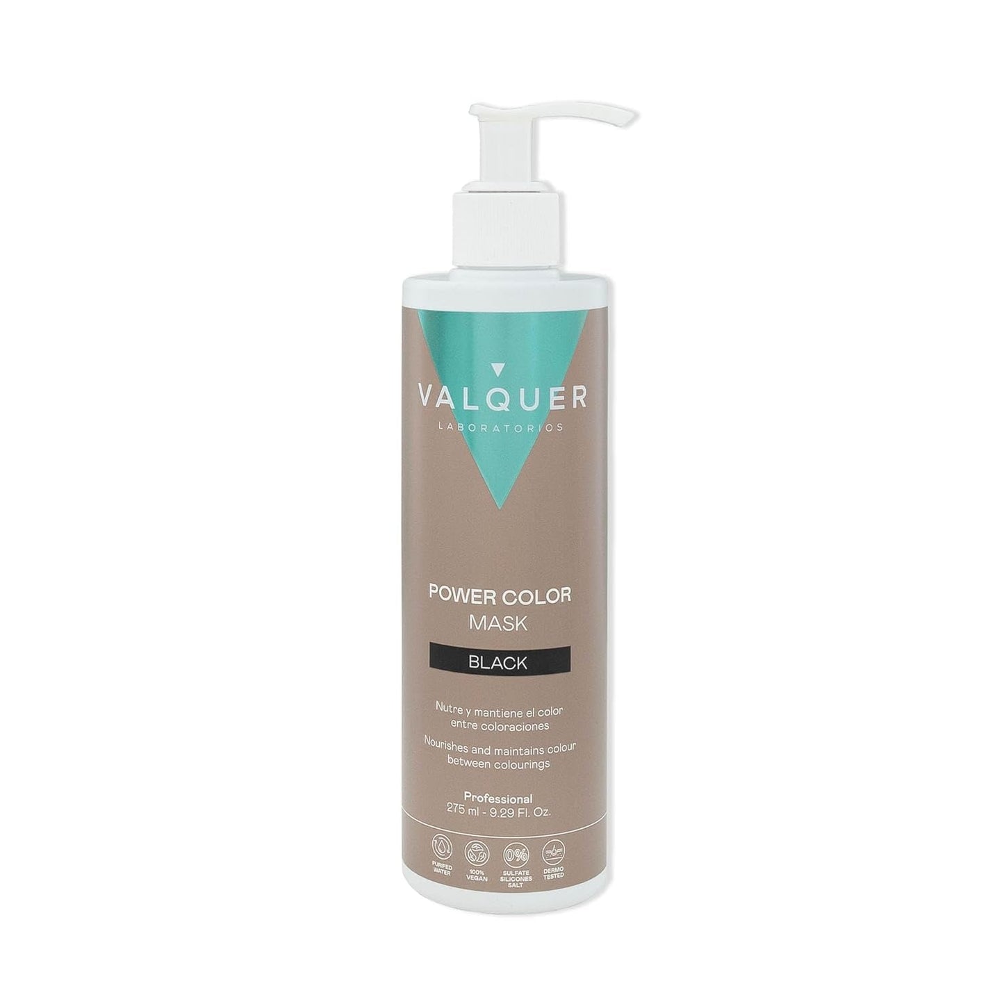 Valquer Power Color Mask wegańska i niezawierająca silikonu formuła Nadaje włosom kolor 290 ml czarny Naty Shop Maska do włosów czarna 290 ml (1 szt.)