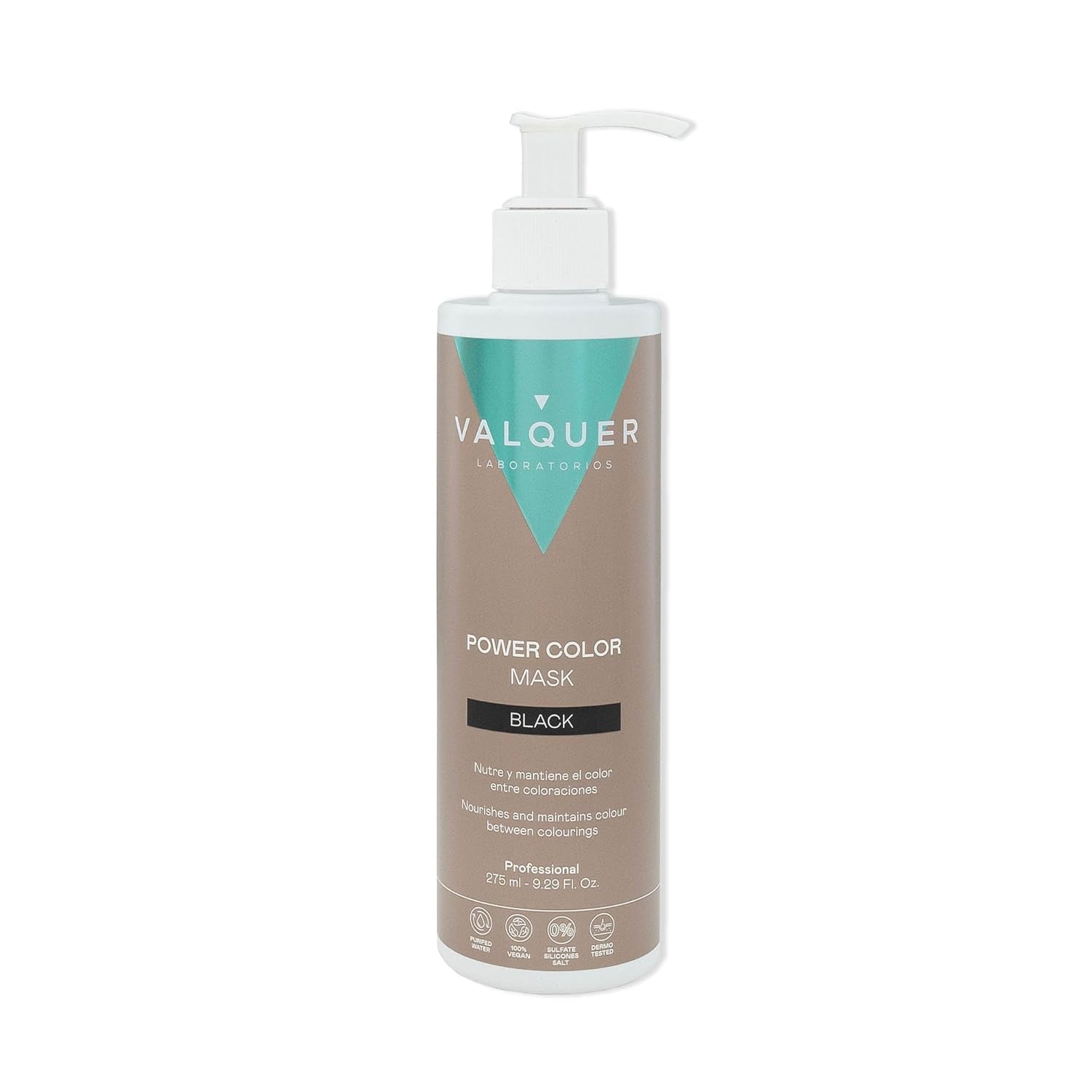 Valquer Power Color Mask wegańska i niezawierająca silikonu formuła Nadaje włosom kolor 290 ml czarny Naty Shop Maska do włosów czarna 290 ml (1 szt.)