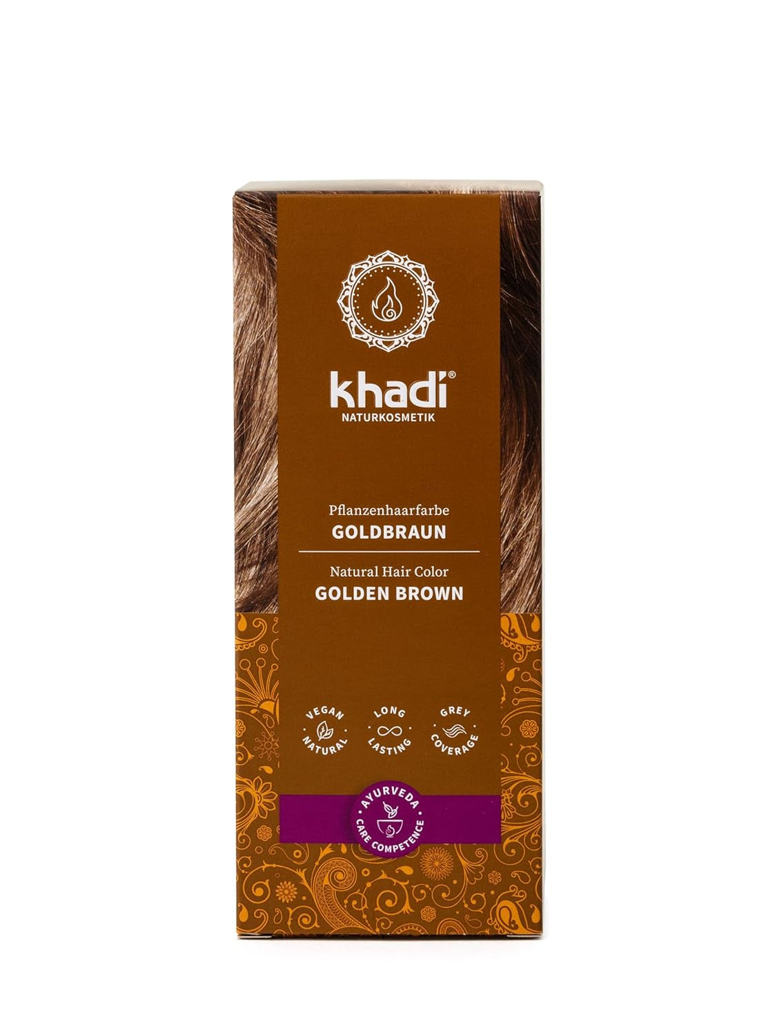 khadi GOLDBRAUN Ziołowa farba do włosów Jasny bursztyn do miękkiej i błyszczącej Złocistobrązowa farba do włosów 100% naturalna ziołowa farba do włosów Naturalne i wegańskie certyfikowane kosmetyki naturalne 100g Naty Shop Złotobrązowa farba do włosów 100g (1 opakowanie) Pojedynczy