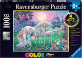 Puzzle Ravensburger dla dzieci - 13670 Jednorożce w świetle księżyca - Świecące jednorożce Puzzle dla dzieci 6+ 100 elementów, rozmiar XXL, świecą w ciemności Puzzle Naty Shop Jednorożce w świetle księżyca
