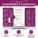 Nutra Tea Herbata z czarnego bzu i echinacei, Herbata na odporność i przeziębienie, Herbata wspomagająca odporność, Walka z przeziębieniem, 20 torebek na herbatę wielokrotnego użytku, Naturalna herbata ziołowa