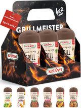 KOTÁNYI Zestaw upominkowy przypraw do grilla - 6er przewoźnik - Prezenty dla mężczyzn - Grill Zubehör i zestaw przypraw do grillowania dla jedes BBQ - Grill Zubehör inkl. Magiczny pył - [Jetzt Geburtstagschenken für Männer bestellen!]