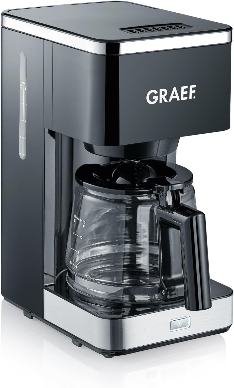 GRAEF. FK402 Ekspres przelewowy Czarny, 1,25 L, funkcja utrzymywania ciepła, timer, funkcja wstępnego zaparzania, głowica zaparzająca zapewniająca optymalny rozwój smaku, łatwa w obsłudze