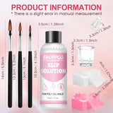 Roztwór do prostowania Polygel, zestaw do paznokci Polygel Slip Solution, roztwór do prostowania 75 ml, zawiera 5 klipsów na końcówki paznokci, 3 szczoteczki do paznokci, 1 kryształowy kubek, 100 arkuszy czyszczących