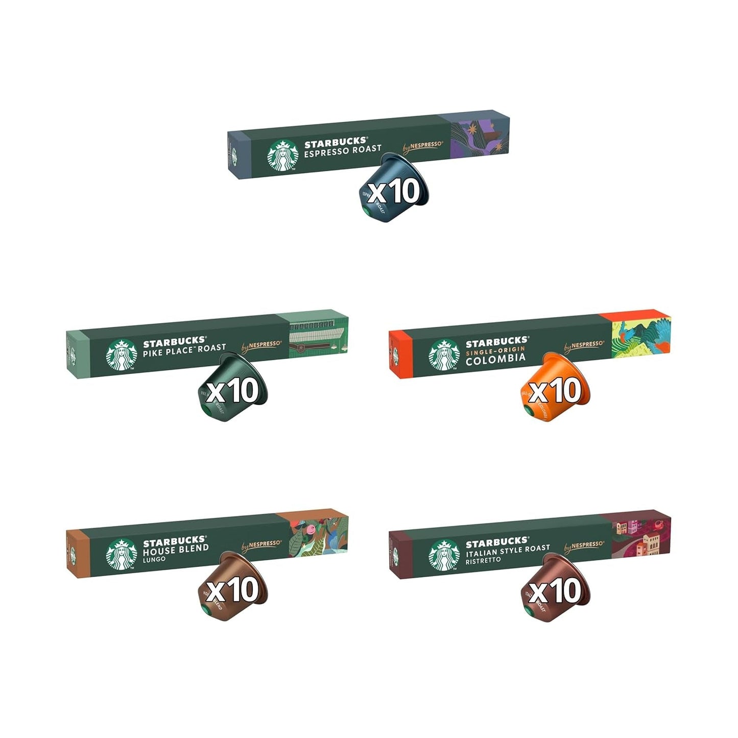 STARBUCKS Coffee Shop Classics – STARBUCKS Espresso Roast Pack firmy Nespresso, Kaffeekapseln 10 x 10 (100 Kapseln) – Exklusiv w Amazon