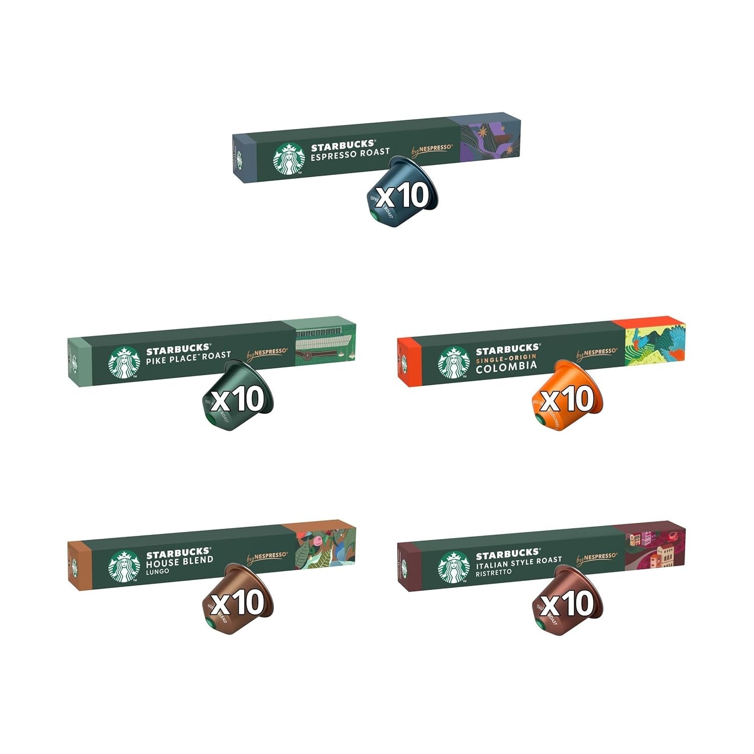 STARBUCKS Coffee Shop Classics – STARBUCKS Espresso Roast Pack firmy Nespresso, Kaffeekapseln 10 x 10 (100 Kapseln) – Exklusiv w Amazon