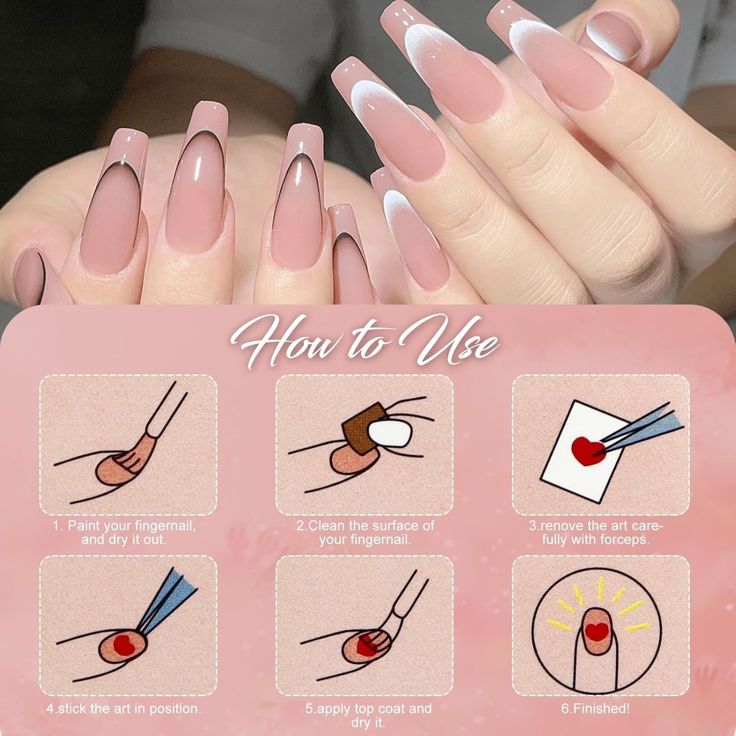 12 Stück French Tip Nagelsticker Selbstklebend Bunte French Nails Schablone Nagelaufkleber Naklejki do paznokci Nageldesign DIY Nägel Zubehör(12 Farben)