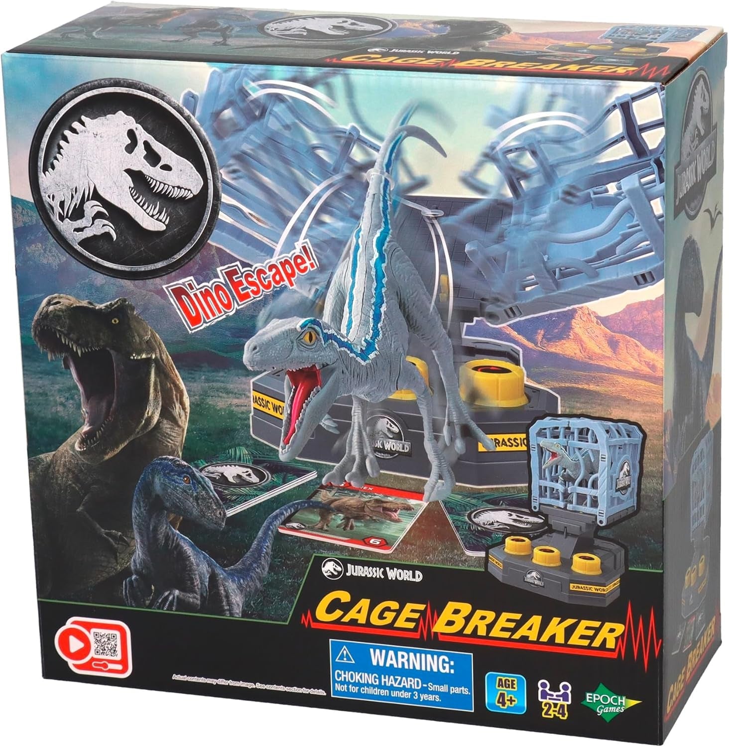 EPOCH Games, Jurassic World - Cage Breaker, 7523, zabawka dinozaur, gra planszowa dla dzieci w wieku 4 lat i starszych