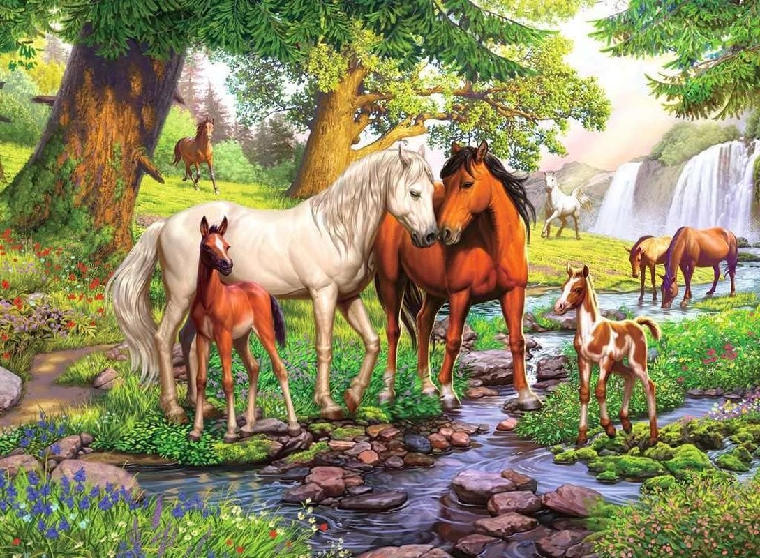 Puzzle dla dzieci Ravensburger - 12904 Dzikie konie nad rzeką - 300-elementowe puzzle z końmi dla dzieci od 9 lat w formacie XXL Puzzle Naty Shop