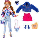 Modne lalki Disney ILY 4EVER Stitch z rudymi włosami, wysokością 29 cm, 13 punktami artykulacji, dwoma kompletnymi strojami do łączenia i dopasowywania oraz błyszczącym pierścionkiem Mickey dla Ciebie!