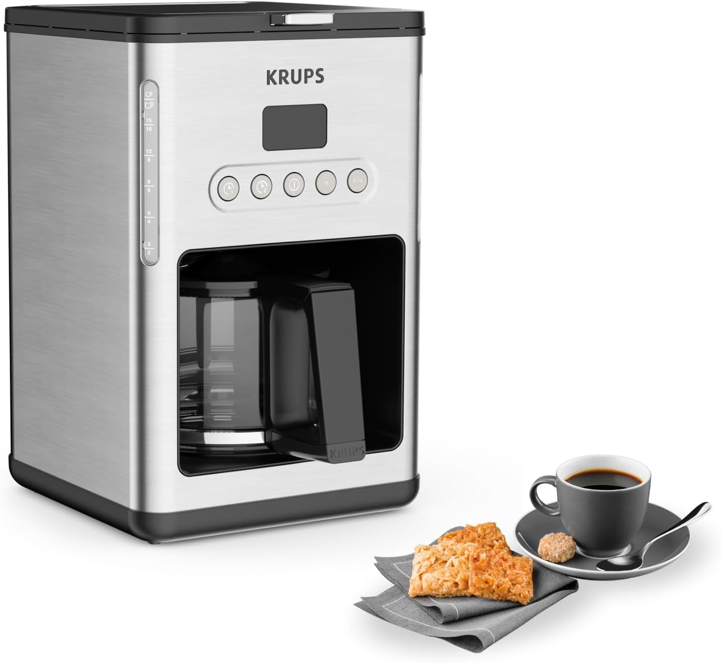 Ekspres do kawy z filtrem Krups KM442D Premium | 10-15 filiżanek | 1000 watów | programowalny | funkcja utrzymywania ciepła | stal nierdzewna | czarny
