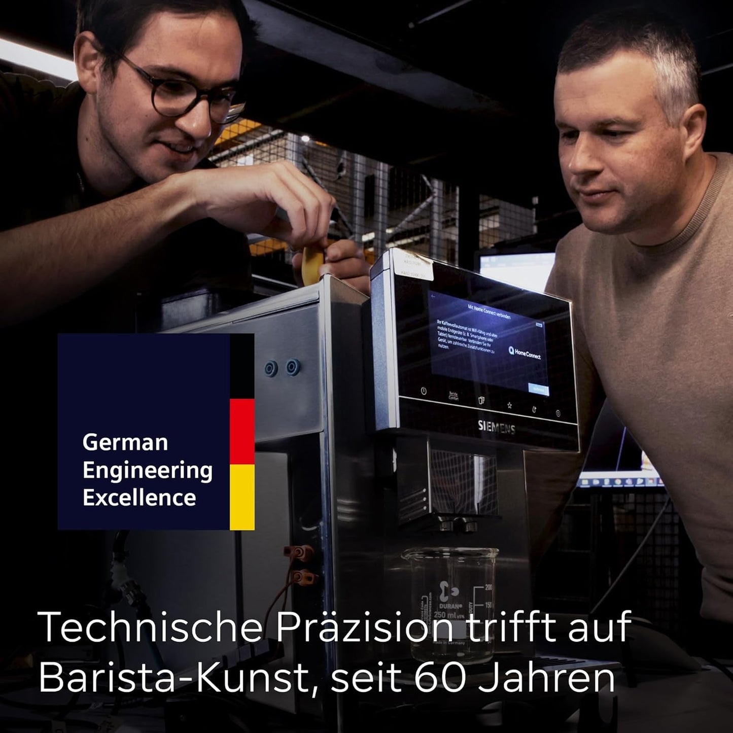 Automatyczny ekspres do kawy Siemens EQ900 TQ903D03, sterowanie z aplikacji, intuicyjny wyświetlacz dotykowy, tryb baristy, AromaBoost, redukcja szumów, młynek Premium, automatyczne czyszczenie parą, 1500 W, stal nierdzewna