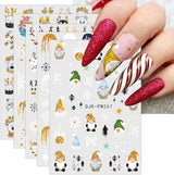 JMEOWIO Nagelsticker Weihnachten 10 Blatt Nail Art Naklejka Selbstklebend Nagelaufkleber Glitter Schneeflocke Xmas Winter Urlaub Gold Dekoration Nageldesign Zubehör