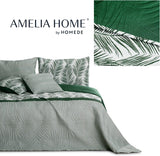 Ameliahome Narzuta Narzuta 170X210 cm Dwustronna, łatwa w pielęgnacji narzuta na łóżko Wzór roślinny Zielony Biały Tropikalny Bonaire Łóżka i koce Besuche den AmeliaHome-Store
