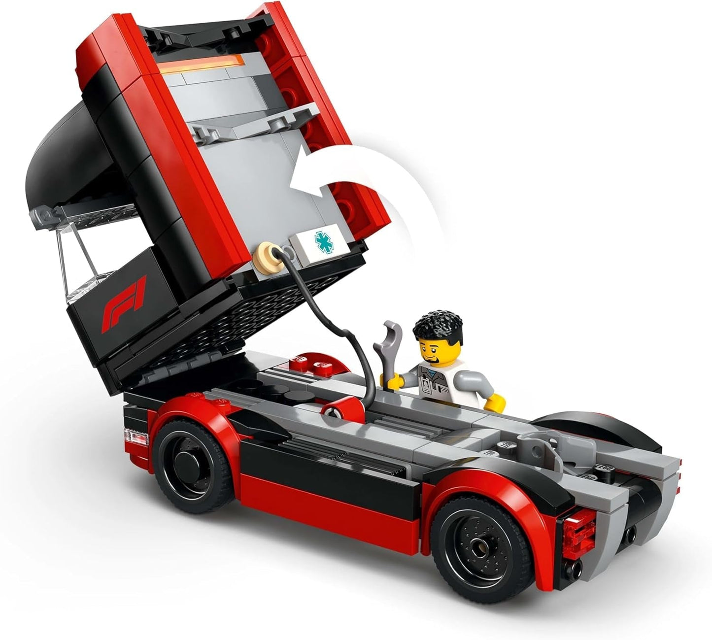 LEGO City Transporter F1 z samochodami wyścigowymi RB20 i AMR24 F1 - Zabawkowy transporter samochodów dla zespołów Formuły 1 Red Bull i Aston Martin - Zawiera. 5 minifigurek — prezent dla chłopców i dziewcząt w wieku od 8 lat 60445 Zestawy konstrukcyjne Besuche den LEGO-Store