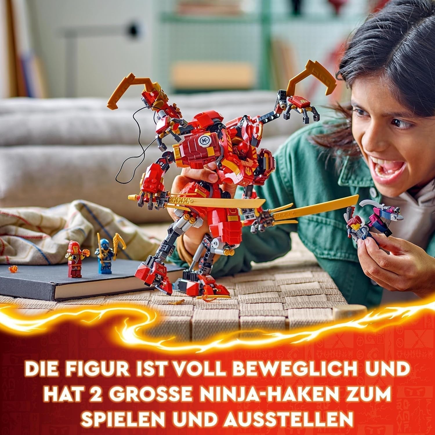 Zestaw LEGO NINJAGO Wspinający się mech ninja Kaia, zabawka ninja z figurką do zbudowania i 4 minifigurkami, zestaw przygodowy dla dzieci, prezent urodzinowy dla 9-letnich chłopców i dziewcząt 71812 Zestawy do budowania Szukaj sklepu LEGO