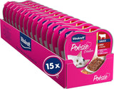 Vitakraft Poésie Création, mokra karma dla kotów, mokra karma w sosie, z wołowiną i marchewką, opakowanie zbiorcze, bez dodatku cukru i zbóż (15 x 85g)