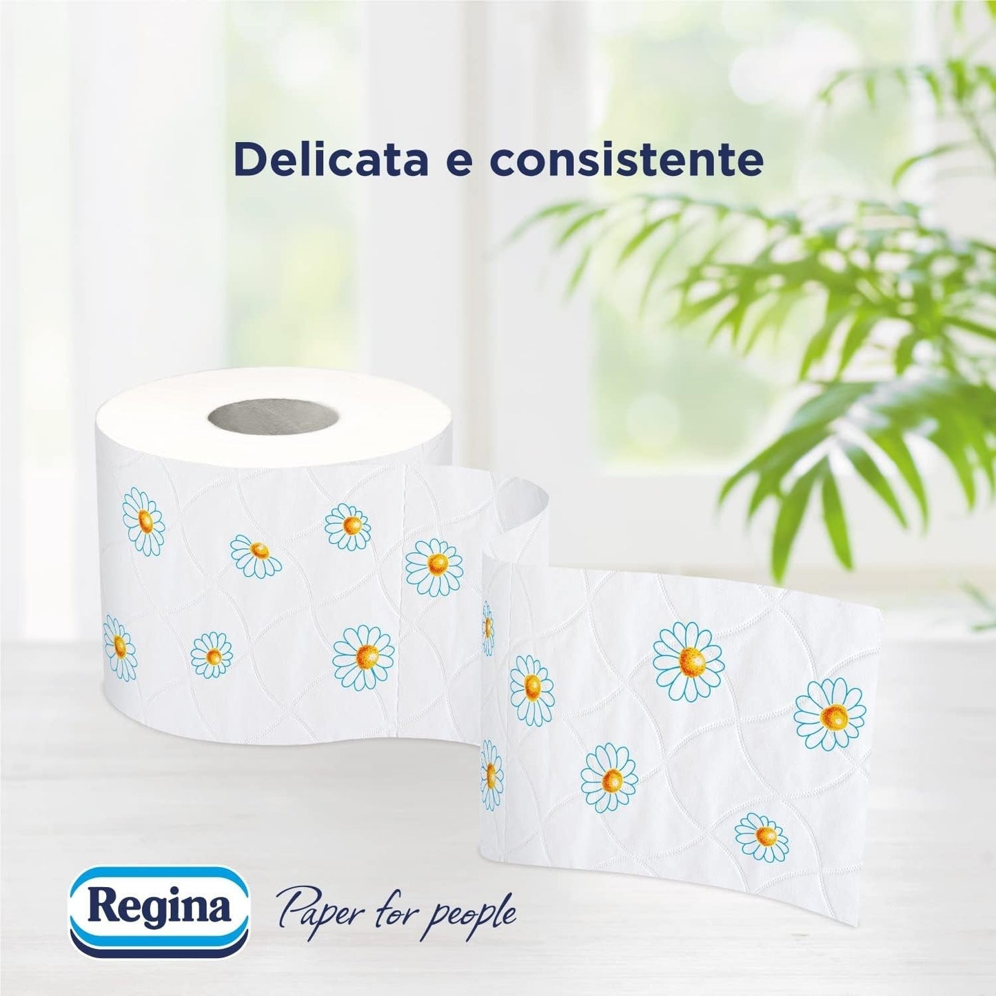 Regina Cartacamomilla - 8 rolek papieru toaletowego, 300 puszystych arkuszy, 3 warstwy, miękkie i mocne, opakowanie papierowe nadające się do recyklingu