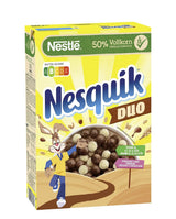 NESTLE Nesquik Duo, płatki zbożowe z ciemnej i białej czekolady z mąką pełnoziarnistą, opakowanie 7 x 325 gramów Naty Shop Płatki śniadaniowe