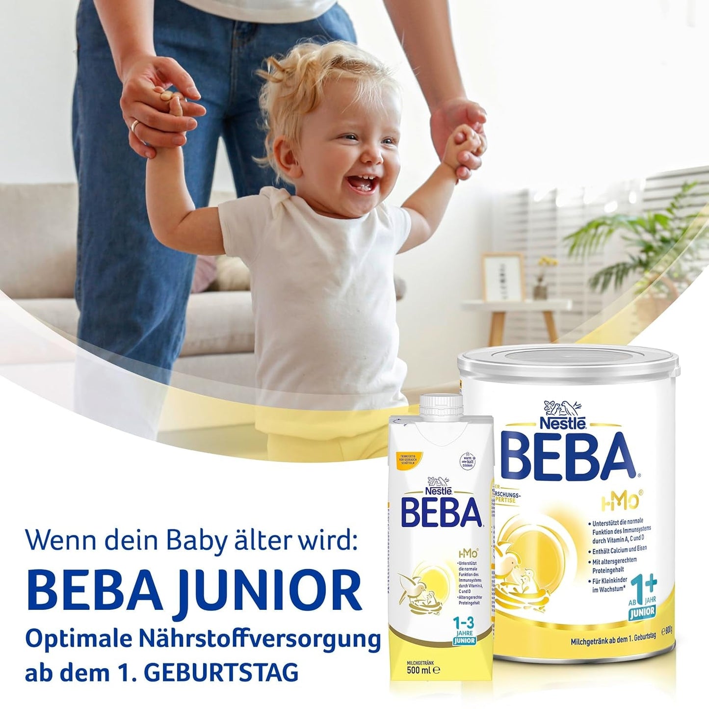 BEBA 2 - Mleko następne po 6 miesiącu, z kompleksem 5 HMO, zawartością białka odpowiednią do wieku, bez laktozy, bez oleju palmowego, bez oleju rybnego, żywność dla niemowląt, mleko w proszku dla dzieci, opak. 3 szt. (3 x 800g)