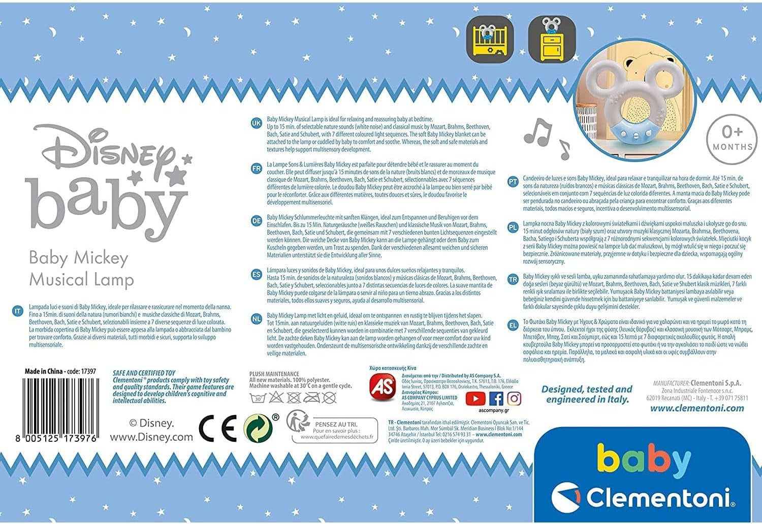 Clementoni 17397 Disney Baby Mickey Sound & Color Lampka nocna, wielokolorowa Zabawki dla dzieci Naty Shop
