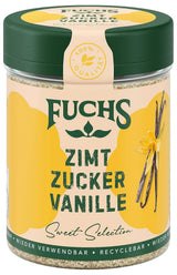 Fuchs Gewürze - Zimt Zucker Vanille - Gewürz zum Versüßen von Wafeln, Milchgetränken oder Joghurt - aus natürliche Składnik - 100 g w wiederverwendbarer, recyclebarer Dawka