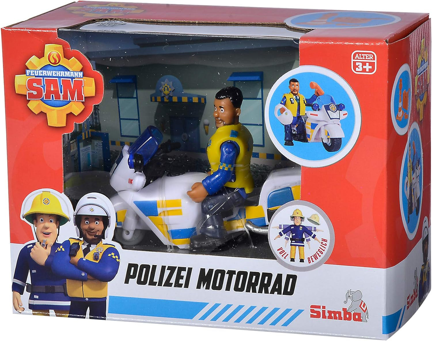 Simba 109251092 - Motocykl policyjny Strażak Sam, Z figurką Malcolma, Z akcesoriami, Sezon 12, Od 3 lat Figurki Naty Shop