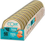 Wellness CORE 98% 12 x 85g, Kurczak i Łosoś - Mokra karma dla kotów, gęsty pasztet, bez zbóż, naturalna, hipoalergiczna, bogata w białko, bogata w mięso