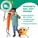 FRECHE FREUNDE Ekologiczne woreczki do wyciskania z jabłkami, bananami, szpinakiem i ogórkiem, puree owocowe i warzywa w wyciskanym woreczku dla dzieci od 6. miesiąca życia, wegańskie, opakowanie 6 szt. (6 x 100 g)