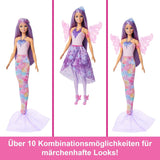 Zestaw 3 w 1 dla lalki Barbie z 8 akcesoriami, w tym ogonem syreny, skrzydłami wróżki, królewskimi naszyjnikami, butami i nie tylko dla ponad 10 różnych stylizacji, JCP74