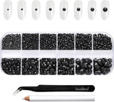Beadsland 2500 szt. Glas Nailart Strasssteine ​​​​Kristall Flatback Edelsteine ​​​​Runde, ​​Für Handwerk Gemischt 8 Größen SS4 ~ SS30 Mit Picking Pinzette Und Stift (Kristall Weiss)