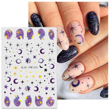 Jmeowio Nagelsticker Mond Stern Sonne 9 Blatt Nail Art Naklejka Selbstklebend Nagelaufkleber Bunte Dekoration Nageldesign Zubehör