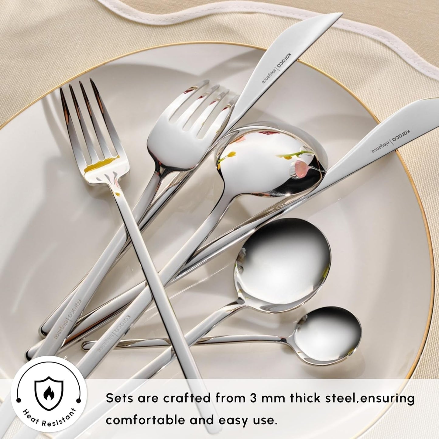 Karaca Focus Elegance, 84-częściowy zestaw sztućców, 12 osób Kitchen Naty Shop