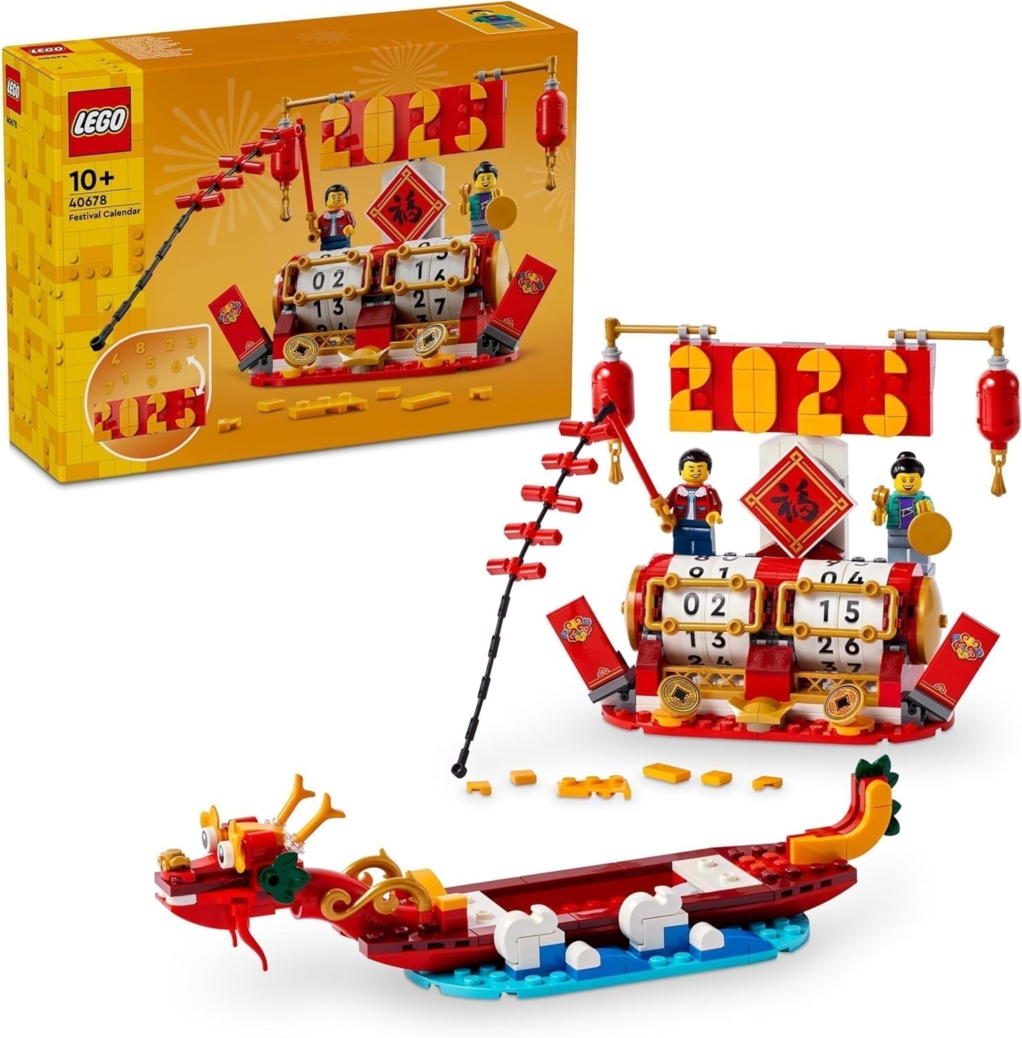 Kalendarz świąteczny LEGO, prezent na chińskie święta dla chłopców i dziewcząt, zestaw konstrukcyjny na Księżycowy Nowy Rok, pozwala dzieciom na wyobraźnię, świąteczna zabawka, dekoracja na chiński Nowy Rok 40678 Zestawy do budowania Besuche den LEGO-Store Default Title