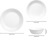 Zestaw obiadowy Winter Frost dla 4 osób, 12 sztuk, zastawa stołowa Premium z niezwykle wytrzymałego szkła Vitrelle™, można myć w zmywarce, można używać w kuchence mikrofalowej i mikrofalowej, świąteczny zimowy design