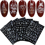 9 Blatt Nagelsticker Weihnachten Nagelaufkleber Selbstklebend Weiß Rentier Schneemann Nail Art Naklejka Dekoration Nageldesign Zubehör
