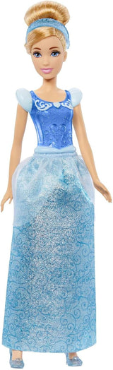 Mattel DISNEY Ruchoma lalka Księżniczka Kopciuszek ze błyszczącą sukienką, odpinanymi butami i tiarą, czesanymi włosami do zabawy we fryzjerstwie, od 3 lat, HLW06 Lalki Naty Shop