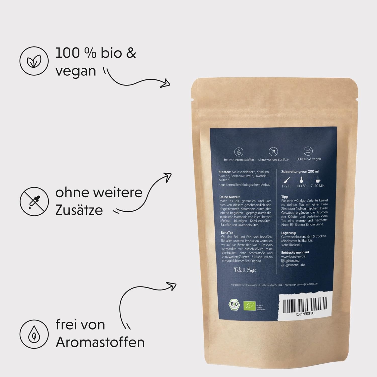Podwieczorek BIO 100 g - Twoja przerwa z walerianą, lawendą, melisą, rumiankiem, mieszanka herbat ziołowych na wieczorny relaks