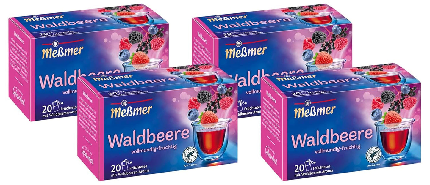 Jagody Meßmera | 20 torebek herbaty | wegańskie | Bezglutenowe | Bez laktozy (opakowanie 4 szt.)