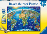 Puzzle dla dzieci Ravensburger - 12722 Wielki, szeroki świat - Puzzle z mapą świata dla dzieci od 8. roku życia, zawierające 200 elementów w formacie XXL. Puzzle Naty Shop Tytuł domyślny