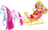 Simba Evi Love Princess Ride, lalka księżniczka z saniami i zimowym koniem, akcesoria księżniczki, 12 cm, wiek 3+