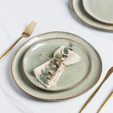 GBhome Zestaw ceramicznych naczyń obiadowych dla 6 osób 24-częściowy zestaw z glazurą reaktywną Ręcznie robiony zestaw misek i talerzy do kuchenki mikrofalowej i mycia w zmywarce Desret Sage GDW007GY-24P-EU