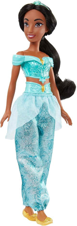Mattel Disney Princess Zabawka Jasmine Fashion Ruchoma lalka z błyszczącymi ubraniami i akcesoriami Prezent dla dzieci inspirowany filmami Disneya HLW12 Naty Shop Dolls
